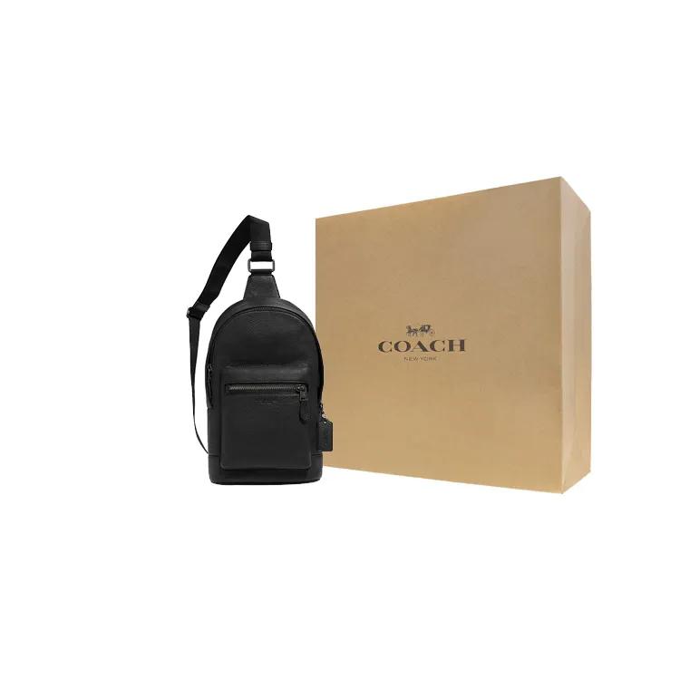 Coach West Refined Pebbled Leather Crossbody Bag Sling Bags Small Men's Black (Unisex) Sling Bags 2540 QBBK