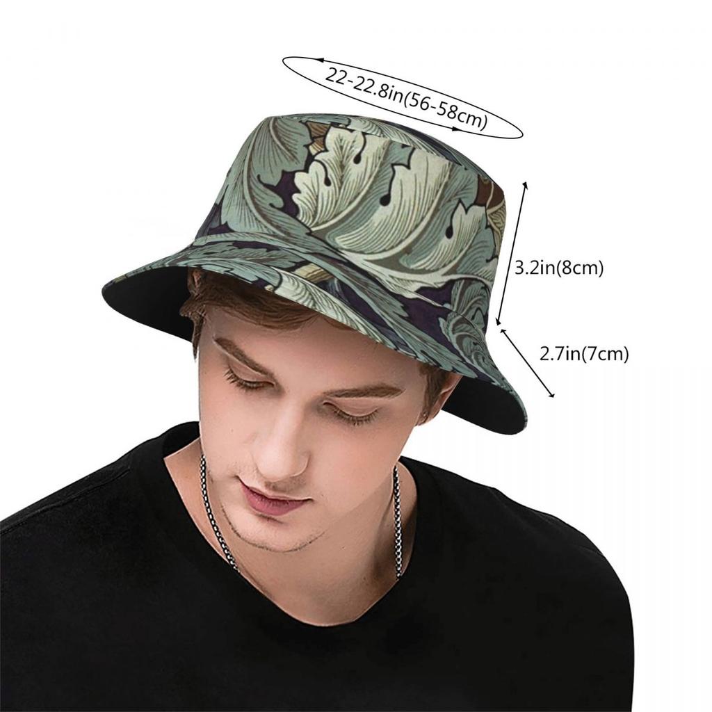 Acanthus By William Morris Bucket Hats for Unisex Women Printed Textile Pattern Summer Travel Beach Textile Pattern Fisherman Cap