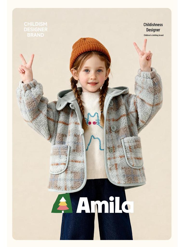 2025 Winter Kids' Lambswool Coat: Fashionable Suede Outerwear for Boys and Girls