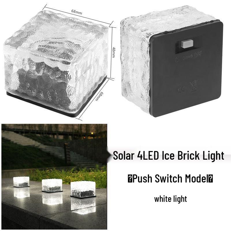 Waterproof Solar Ice Brick Garden Lights - Outdoor Glass Deck & In-Ground Lights