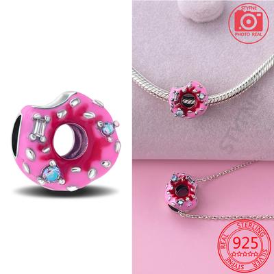 Sparkling Cute Donuts Charm Copper Plated Compatible With Charm Bead Charms Copper Authentic Bracelets for Jewellery Making