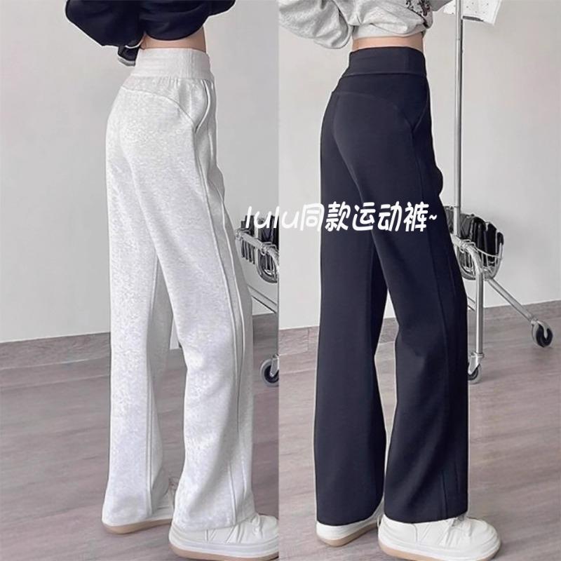 Gray sweatpants women's new high-waisted straight autumn sweatpants small narrow version casual loose wide-leg pants