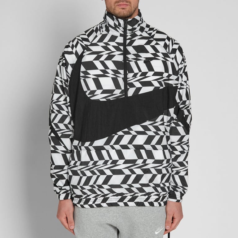 Nike Big Logo Stand Collar Pullover Woven Jacket Unisex Jacket Black White AO0862-100