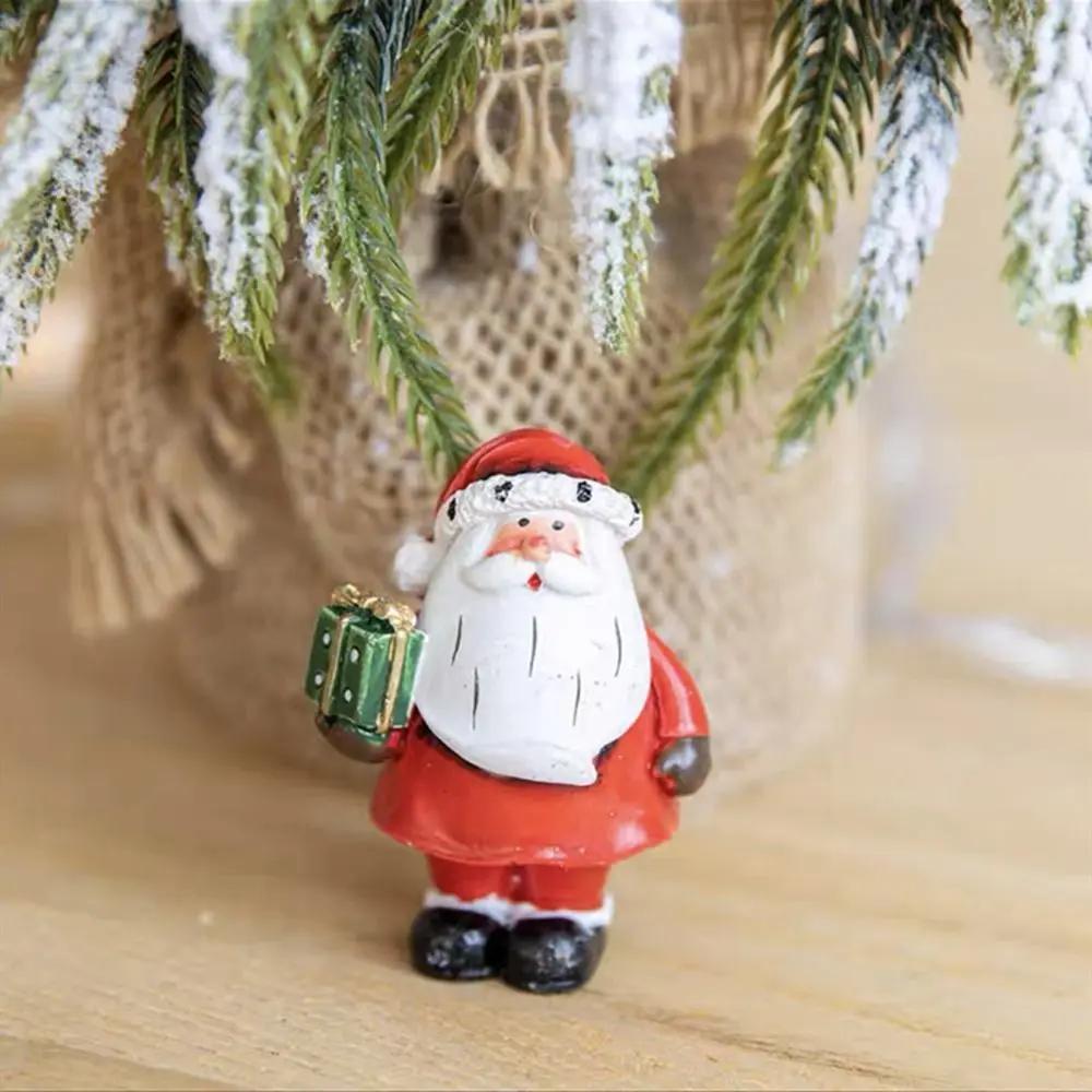 Capodanno Carino Babbo Natale Modello Paesaggio Micro Resina Babbo Natale Durevole Originalità Statuetta di Natale Decorativa