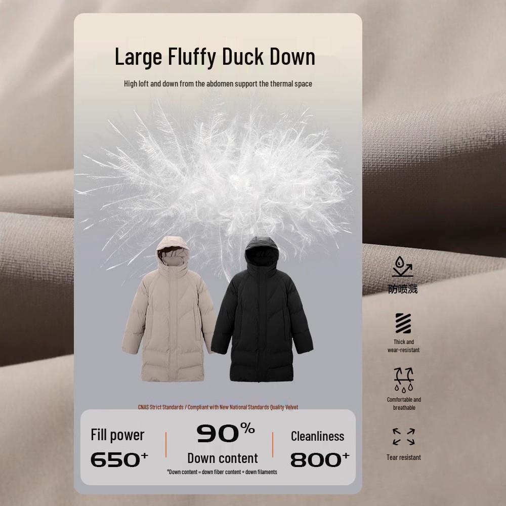 Men's High-End White Duck Down Long Hooded Winter Jacket - Thick and Warm