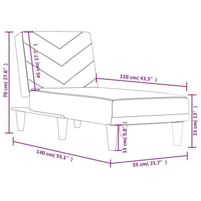VidaXL Chaise Longue Black Fabric 352855