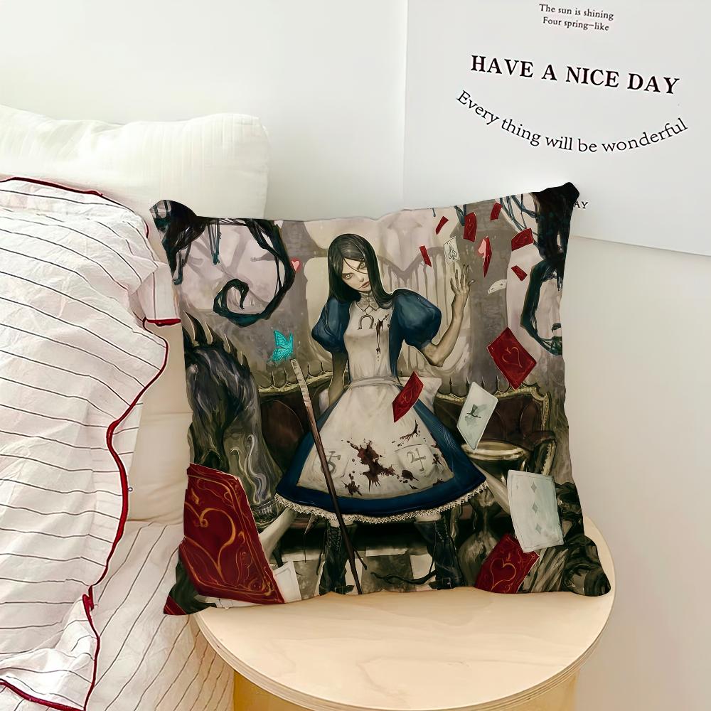 Classic Game A-Alice Madness Returns Pillow Case Sofa Living Room Bedroom Headboard Backrest Cushion Square Cushion Nap Time