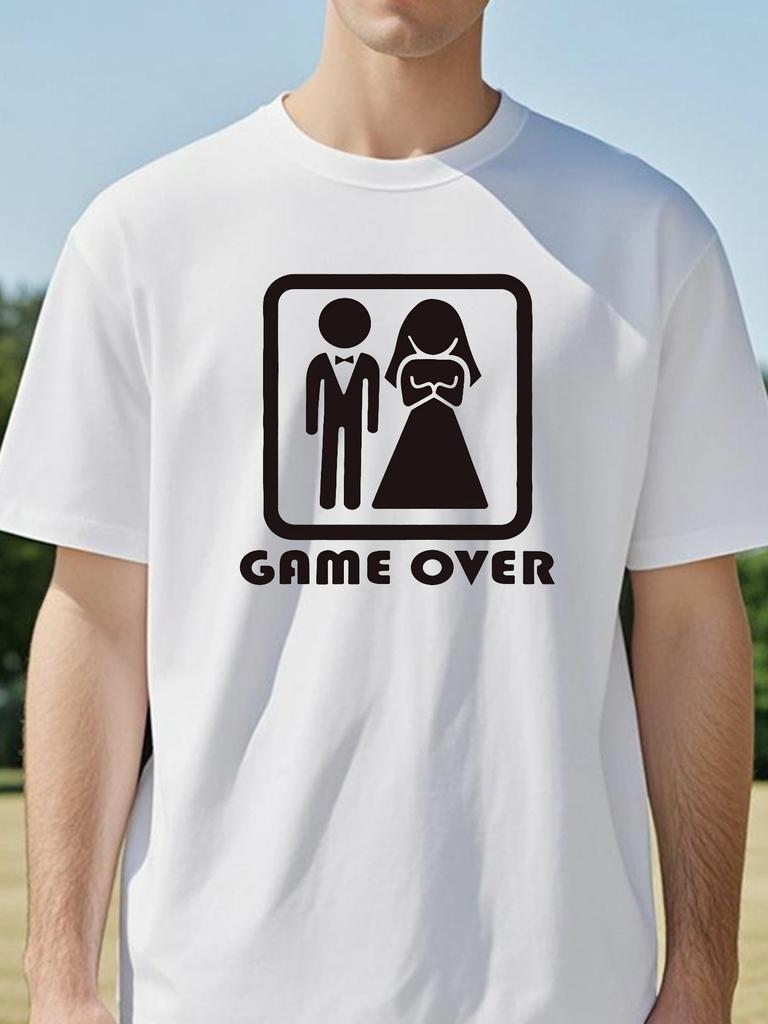 Game Over Bride Groom Bachelor Party Funny Tshirt Unisex Short Sleeve Camisetas Fashion Streetwear Tee