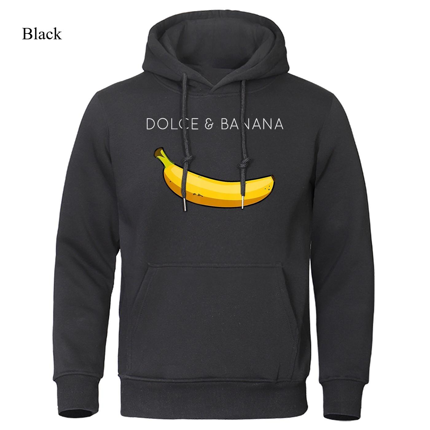HerSight Dolce & Banana Leuke Bedrukte Heren Hoodie Losse Casual Kleding Mode Warme Fleece Hoodies Persoonlijkheid Street Hip Hop Sweatshirt XXXL