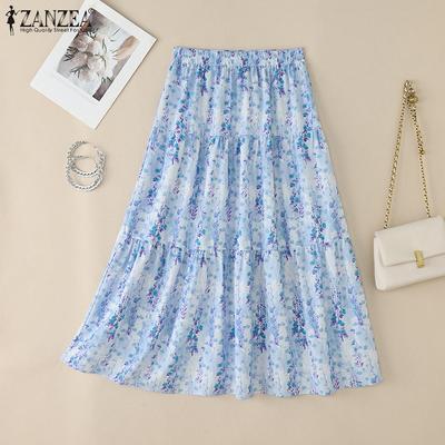 Womens Summer Casual Elastic Waist Loose Print Skirts