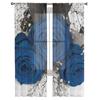 Blue Rose Flower Tulle Curtains for Living Room Printed Sheer Voile Curtain Bedroom Window Screening Drapes Blinds Home Decor