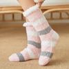 Winter Plüsch Frauen Boden Socken Warme Weiche Korallen Fleece Gestreiften Bequeme Nicht-Slip Thermische Weibliche Socken