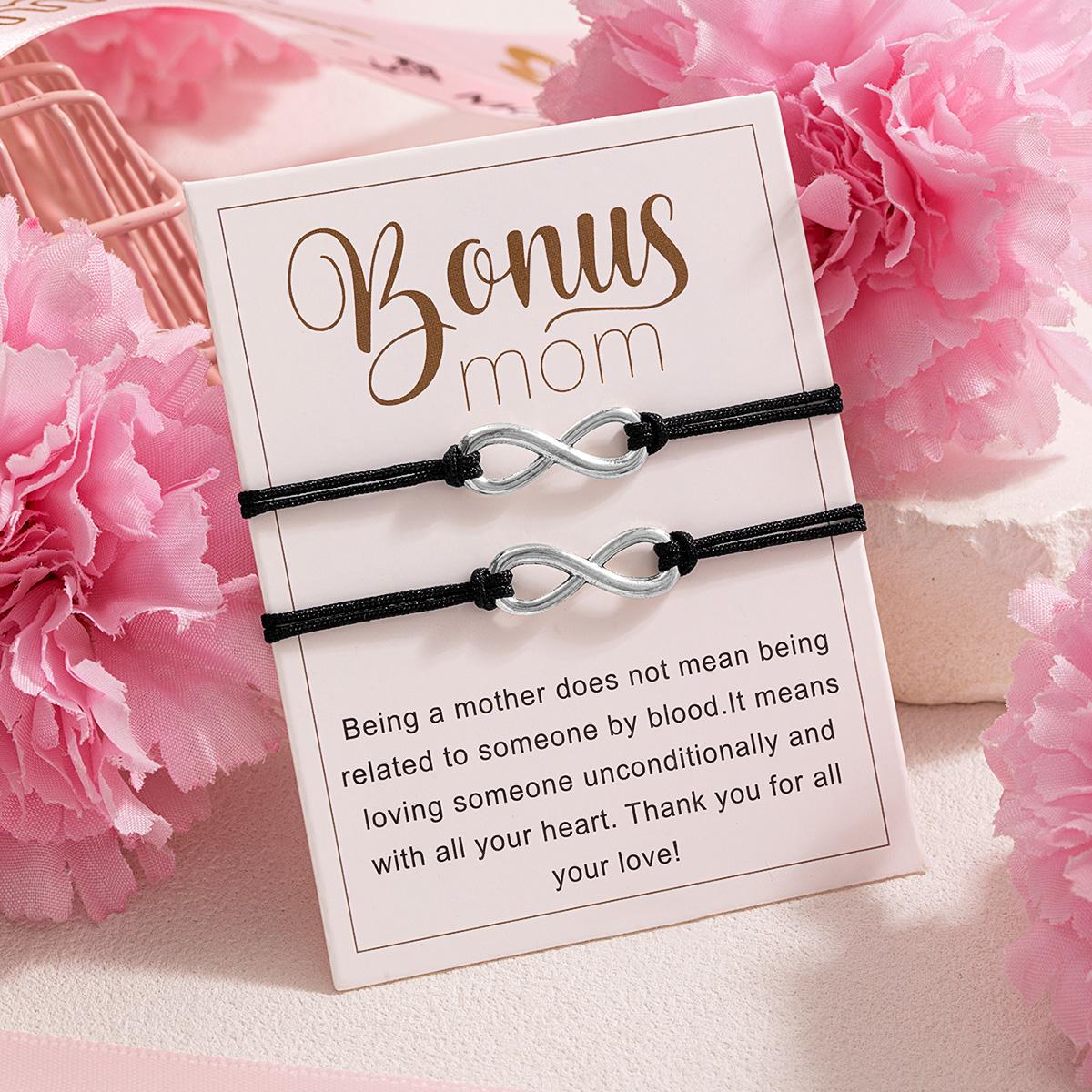 

2 Mother s Day card bracelets with 8-shaped red and black braided ropes, the best gift for mothers