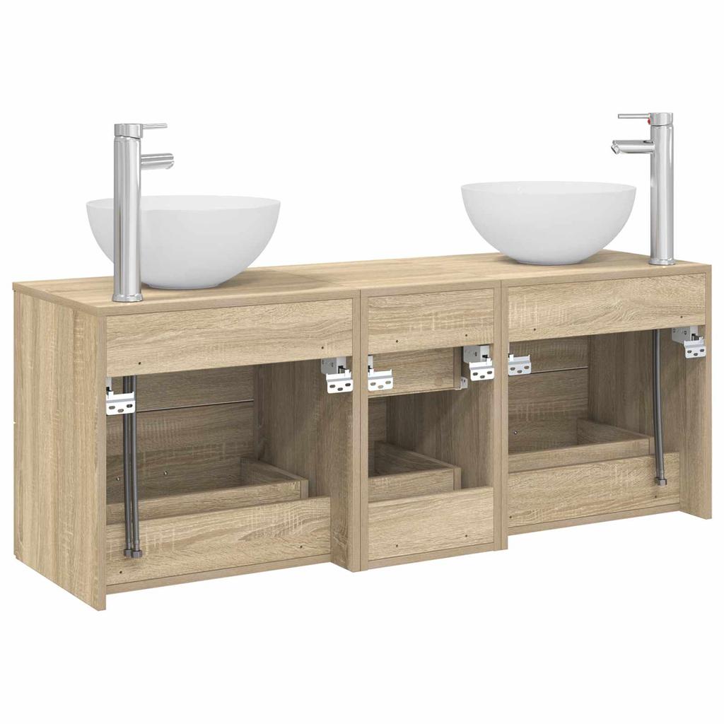 Bathroom Cabinet Set 3 pcs Sonoma Oak 129 x 41 x 80 cm