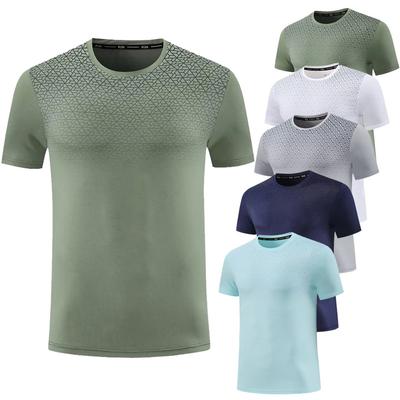 Summer Thin Polyester Short Sleeve T-Shirt Men's Outdoor Quick-Drying Elastic Running Sports Fitness Training Badminton Suit