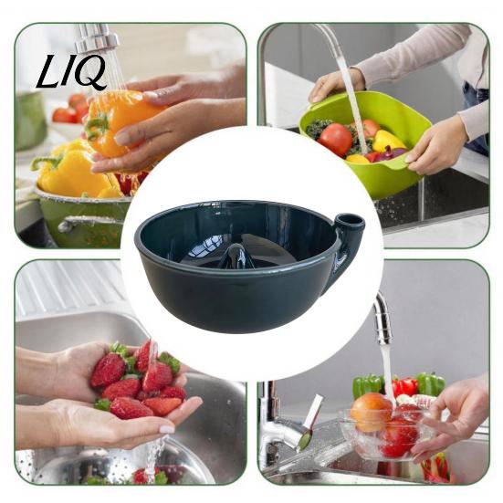 Self Cleaning Ceramic Produce Bowl Berry Rinsing with Integrated Drain, Vortex Automatic Fruit Washer Colander, Efficient for And Vegetable