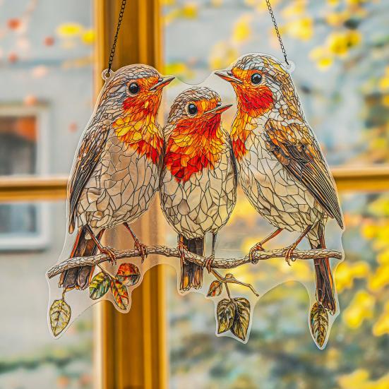 Colorful Bird Acrylic Hanging Decoration Indoor Outdoor Garden Yard Window Wall
