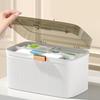 Emergency Preparedness PP Medicine Box White Color Durable First Aid Case Big Capacity 2 Tiers Double Layer Container Household