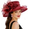 DRESHOW Damen Organza Hut Kirchenkappe Hüte Ausverkauf Kentucky Derby Cocktail Teeparty Hochzeit Blumenhut mit breiter Krempe