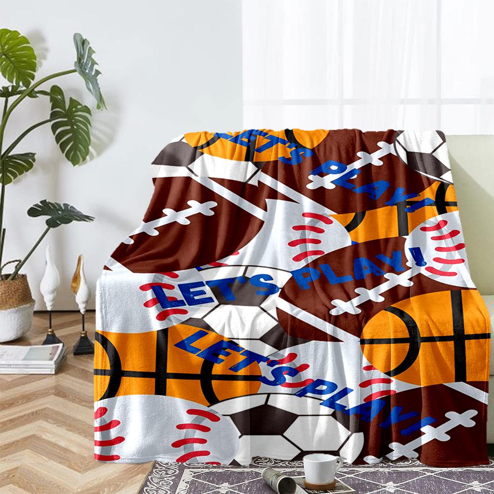 ball sports Theme Printed Blanket - Perfect for Couch, Bed, Travel & Outdoor Use | Machine Washable, Cozy & Durable.