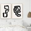 Modern Abstract Line Art Beige Black Minimalist Canvas Painting Poster Print Wall Pictures Living Room Interior Home Decoration