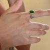New Fashion Emerald Drip Glaze Adjustable Ring for Women 2026 French Retro Gold Color Metal Rings Exquisite Wedding Jewelry Gift