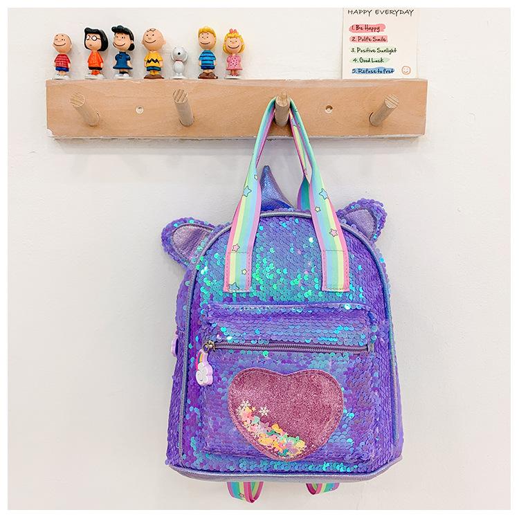 

Schoolbag Unicorn Large Capacity Sequin Bag Cute Girl Schoolbag Girl Little Princess Symphony Schoolbag фіолетовий