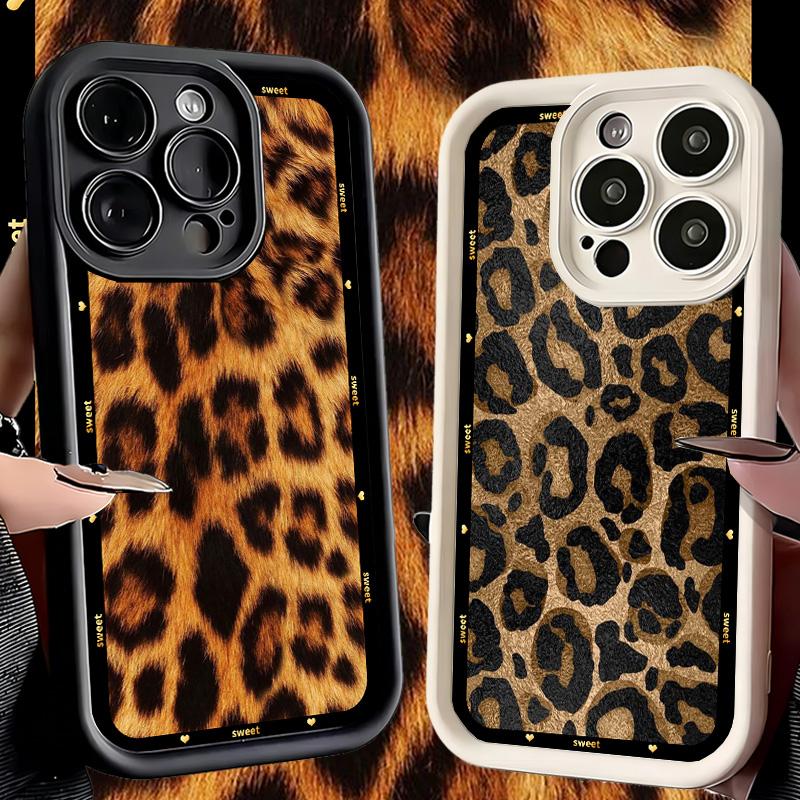 Phone Case for iPhone 17 Air 16E 15 16 Pro Max Fashion Sweet Leopard Print Cover 14 Plus 13 12 Mini Soft Shell Silicone Fundas