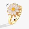 Mote Fidget Spinner Ring Angst for Kvinner Flere Krystall Solsikke Fingerringer Roter Anti Stress Zirkon Bryllupsgave