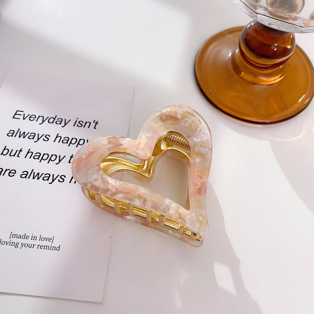 Ol Fashion Heart Shaped Acetate Claw Hair Clip In Pink Purple Black And Colors Iridescent