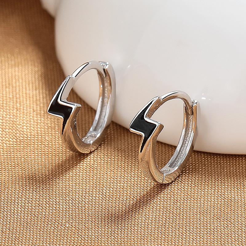 

Lightning Earrings Sterling Silver Ear Buckles Women S Premium Sense Earrings Men S Personality Unique Simple Earrings Earrings 925 silver платиновый
