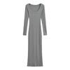 Elegant Bodycon Long-Sleeve Dress for Women - Waist-Cinched, Stretchy, Tall Figure-Flattering Long Skirt