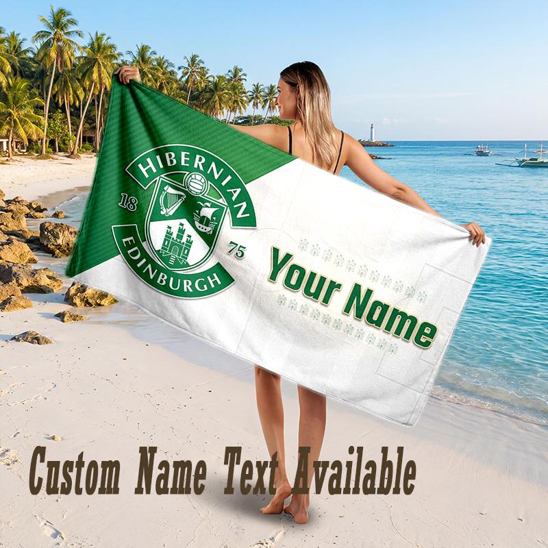 Σχέδιο Hibernian FC Πετσέτα Παραλίας Προσαρμοσμένο Κείμενο Μεγάλη Πετσέτα για Παραλιακές Διακοπές