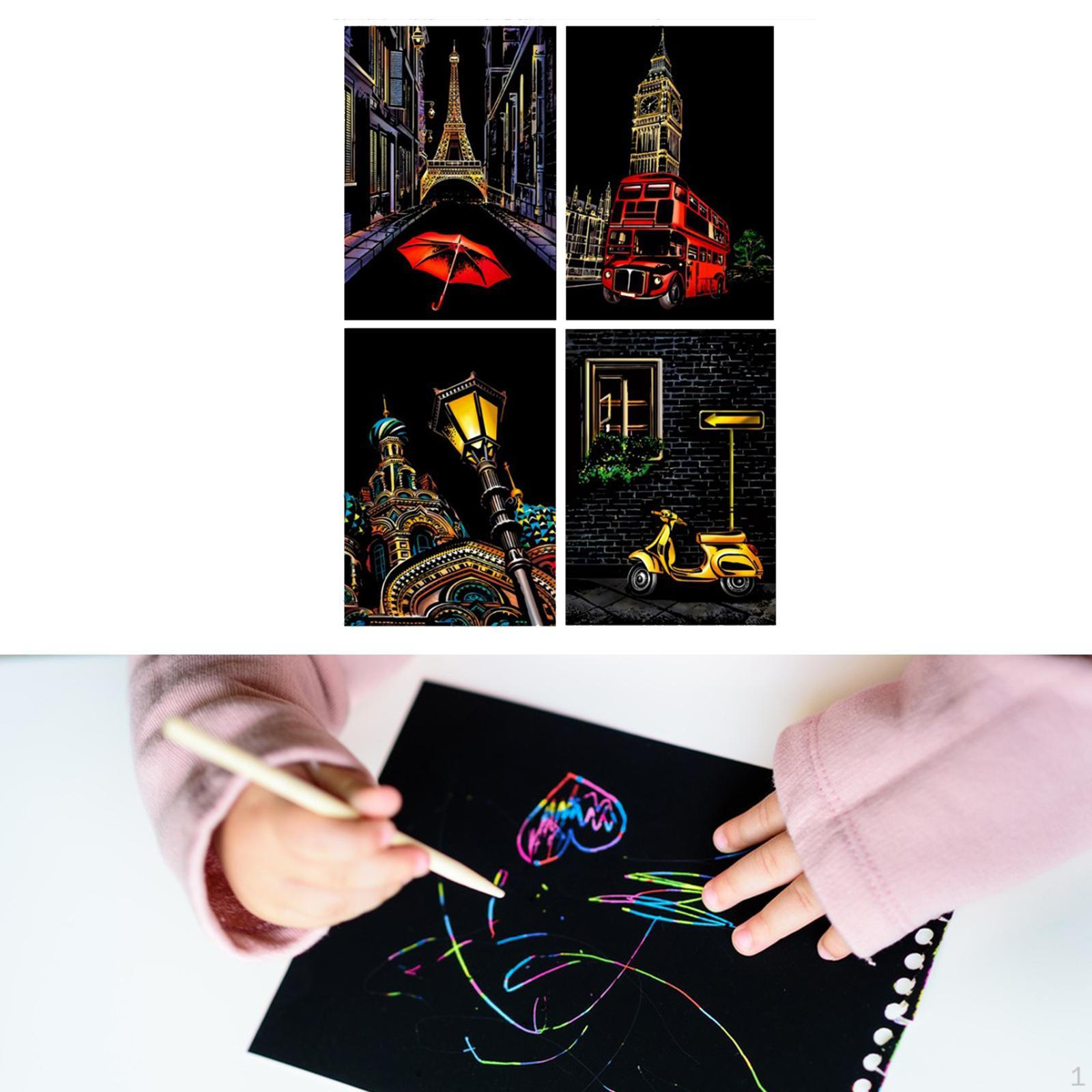 

Набор из 4-х предметов для рисования на бумаге для рисования, творческий блокнот для эскизов с деревянной палочкой для рисования Street Corner