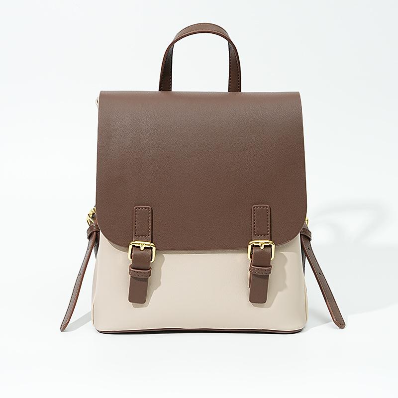 Leather high-end commuting large-capacity women's shoulder backpack, casual style and light girls backpack.