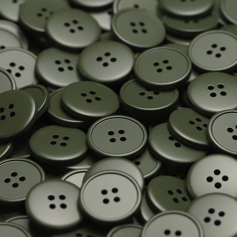 MOSN Reversible Wool/Fur Trench Coat Buttons: Four-hole, Thin-edged, Spray-painted, Multi-colored.
