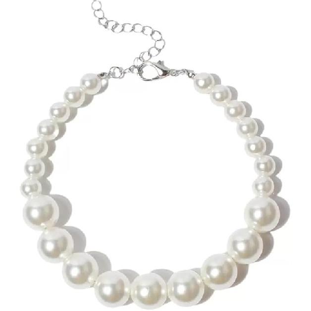 Cat Pearl Necklace, Small Dog Teddy Necklace Jewelry Chihuahua York Girl Pearl Jewelry, Puppy Accessories, Pet Necklace Gift (Pearl Necklace, 8 +2