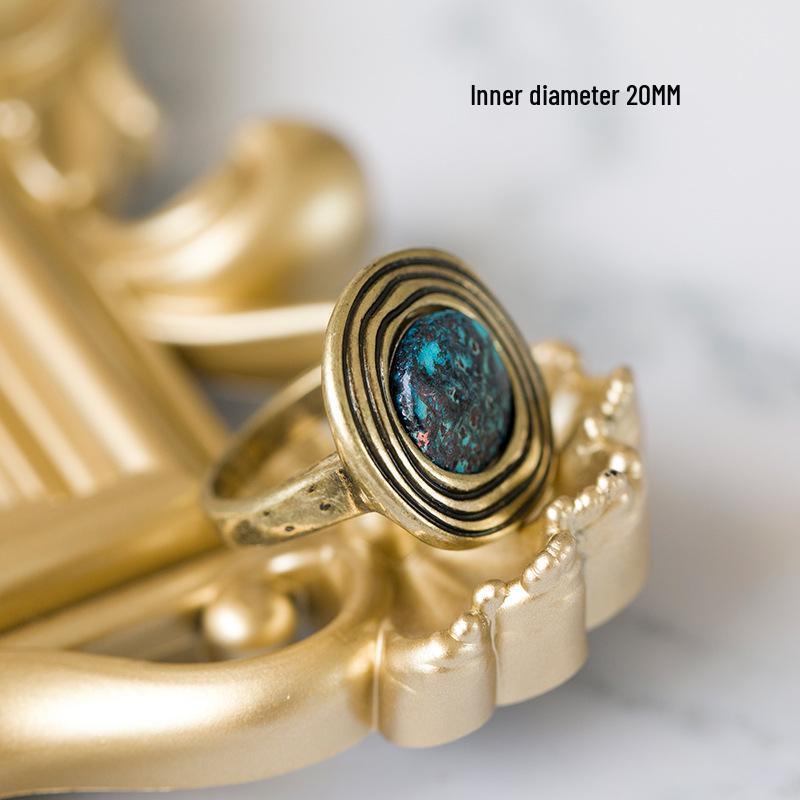 Vintage Copper-Inlaid Reversible Ring: European & American Style Antique Fashion for Women