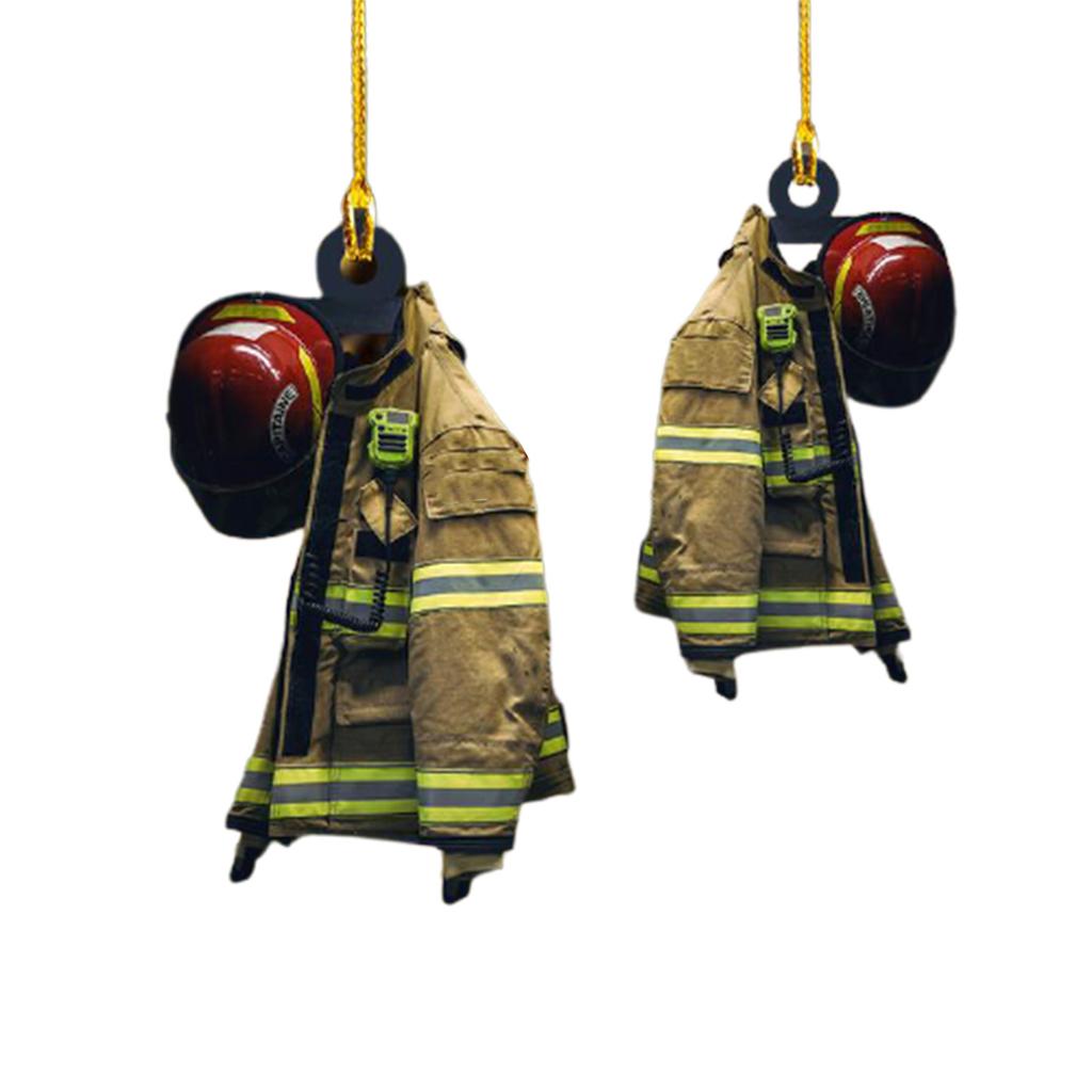 Decorated Firefighter Fireman Pendant Custom Ring Star Wooden Ornament Country Christmas Ornament Home Ornament Souvenir 2024