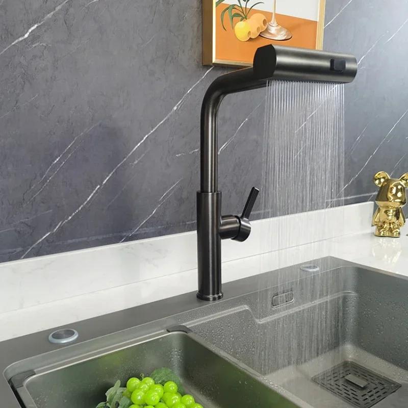 Robinet d'évier multifonctionnel pour la maison, robinet de cuisine universel à tirette pour eau froide et eau froide, robinet de lavabo de cuisine moderne