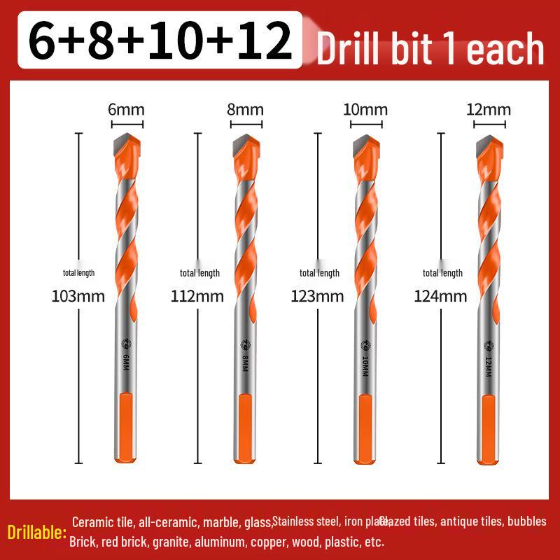 Tiangong Alloy Triangle Drill Bit for Concrete, Tile, Glass, & Cement - 6-12mm