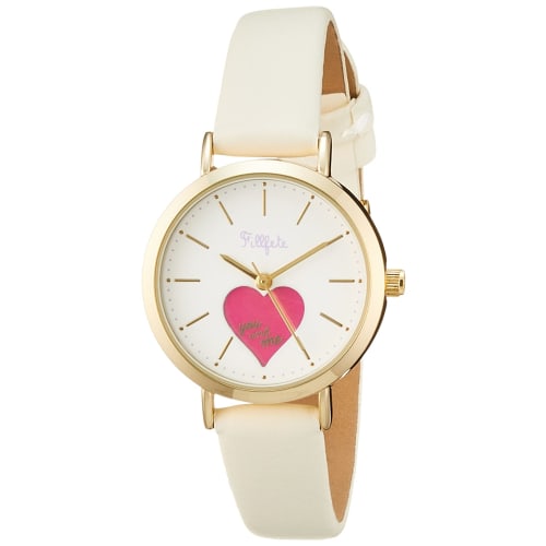 Fieldwork Women's Analog Shake Watch, Gold with Leather Strap, Off-White (KDS012-1)