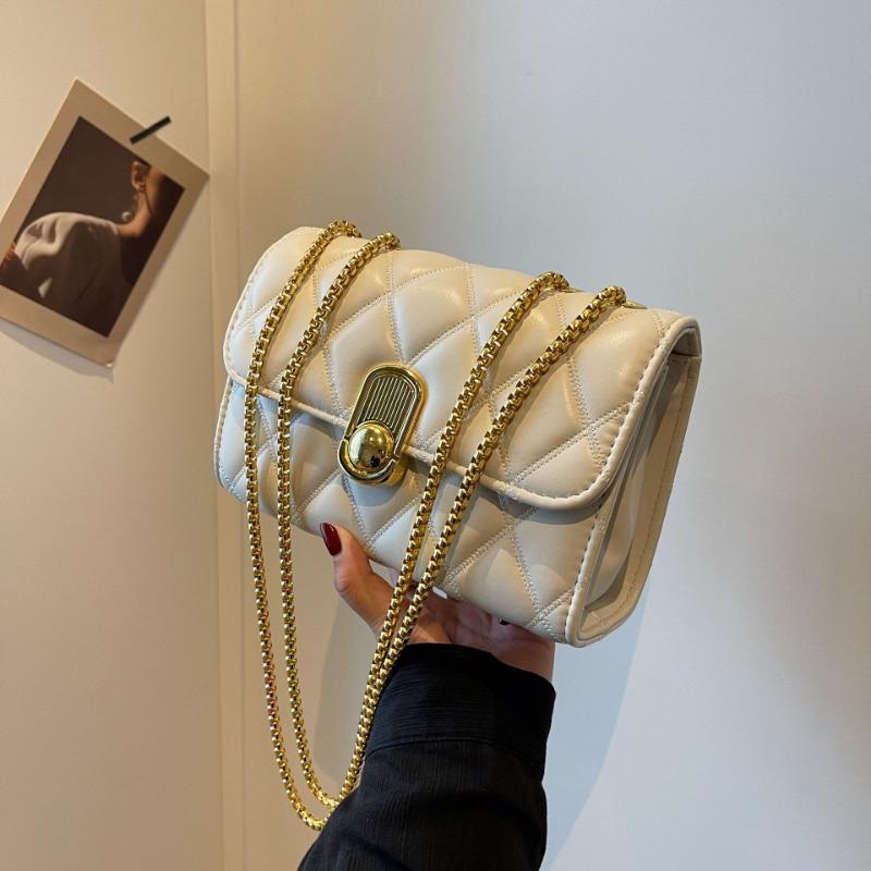 New Chain Embroidery Thread Pu Small Square Bag Women's Bag Popular Fashion Versatile Shoulder Messenger Bag