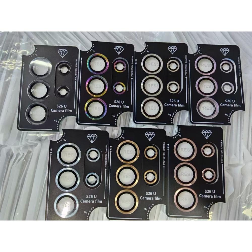 Protector de cristal templado con anillo metálico para lente de cámara para Samsung Galaxy S26 Ultra Edge S25 S24 S23 Plus. Tapa protectora antiarañazos.