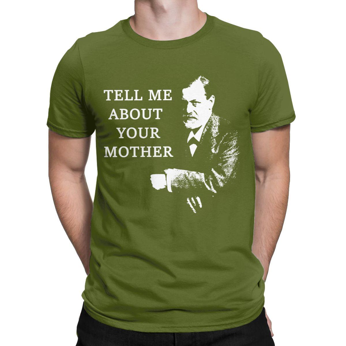 

Мода Расскажите мне о своей матери Зигмунд Фрейд Футболка Мужская Круглый воротник Хлопковые футболки Футболка с коротким рукавом Футболка больших размеров L армия зеленый