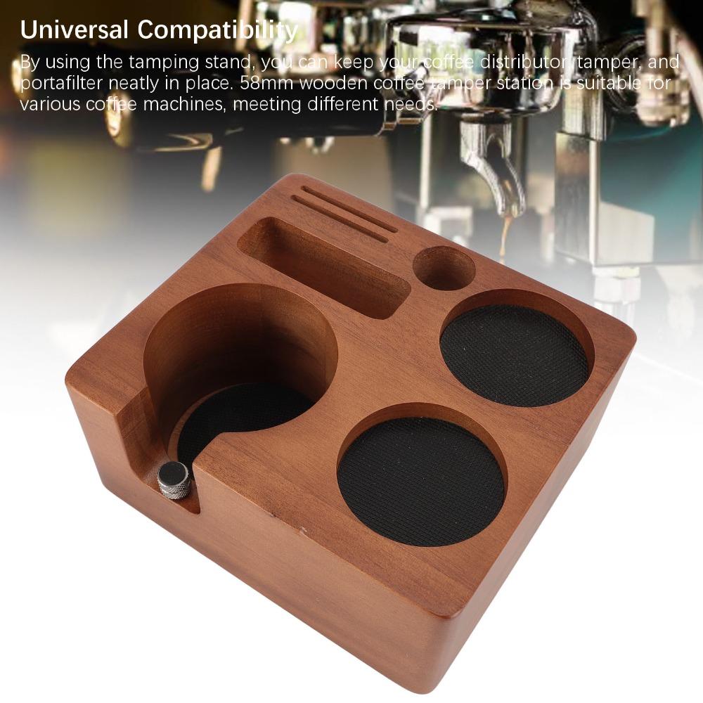 Multifunctional Coffee Tamper Station Compatible Wooden Tamper Stand Espresso Making