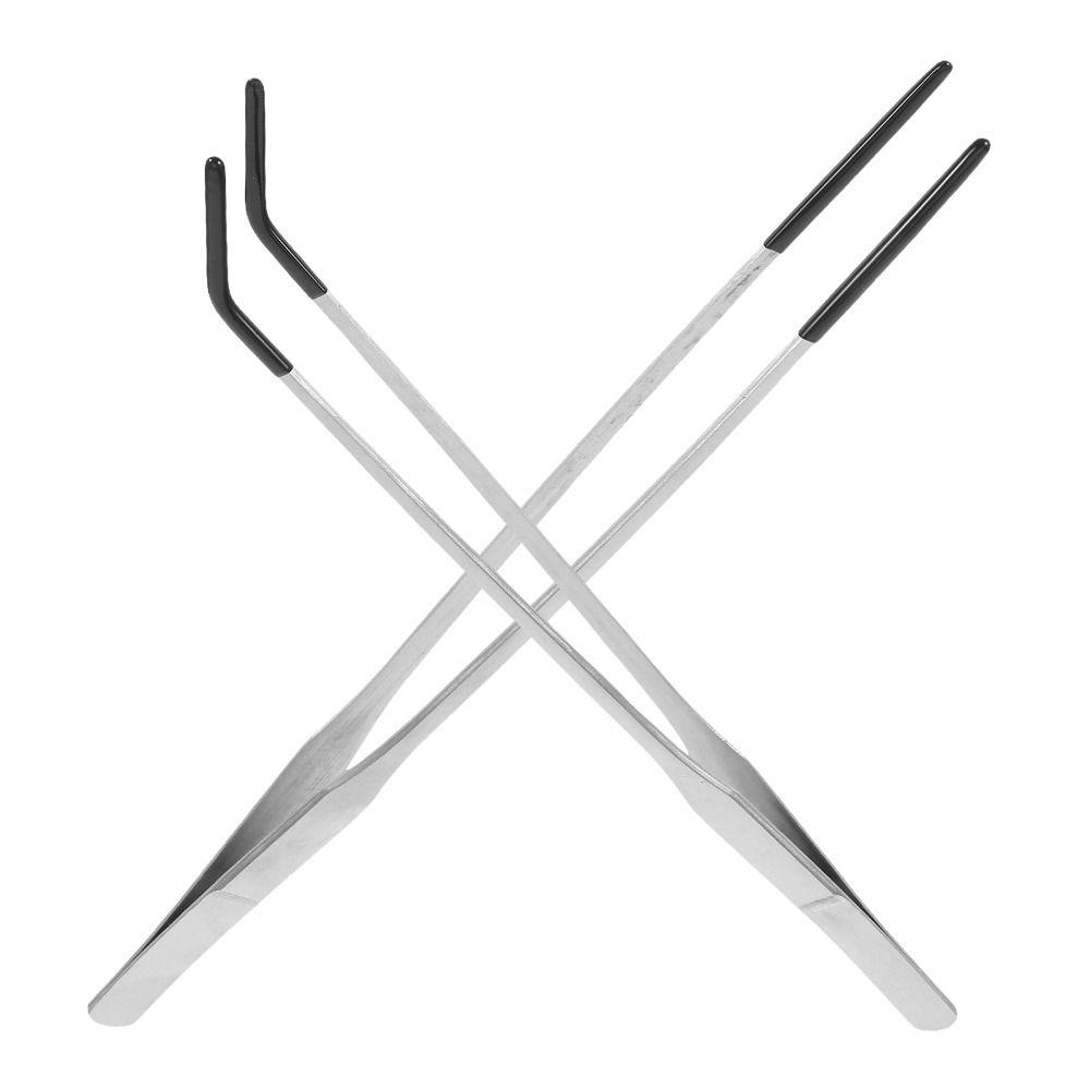 2Pcs Stainless Steel Aquarium Feeding Tweezers 27CM Straight and Curved Reptile Feeding Tongs Corrosion-resistant Dazzling