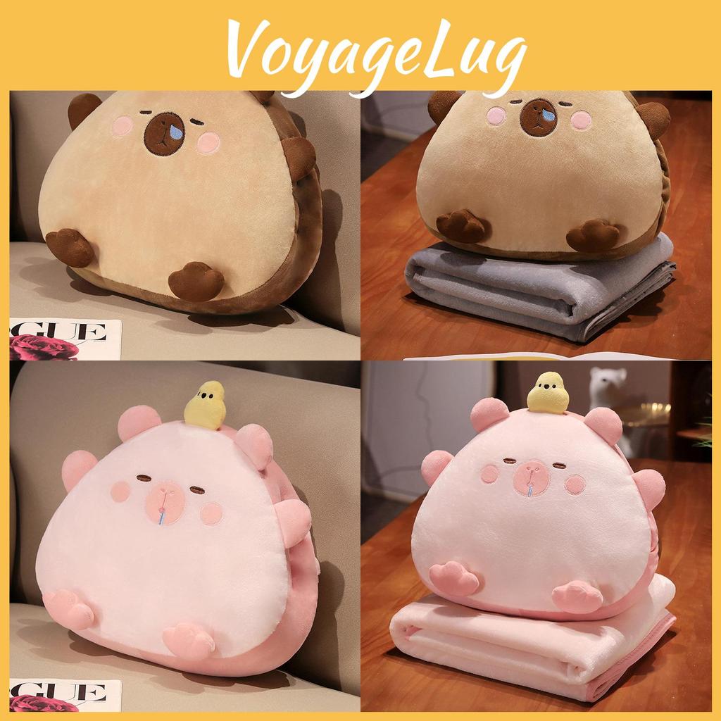 Ball Rice Cartoon 3 In 1 Capybara Pillow Air Conditioning Blanket Nap Toy Plush