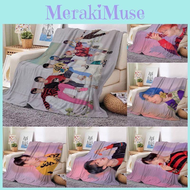 Character Bts Print Coral Fleece Sofa Air Conditioning Blanket Sofa Decoration