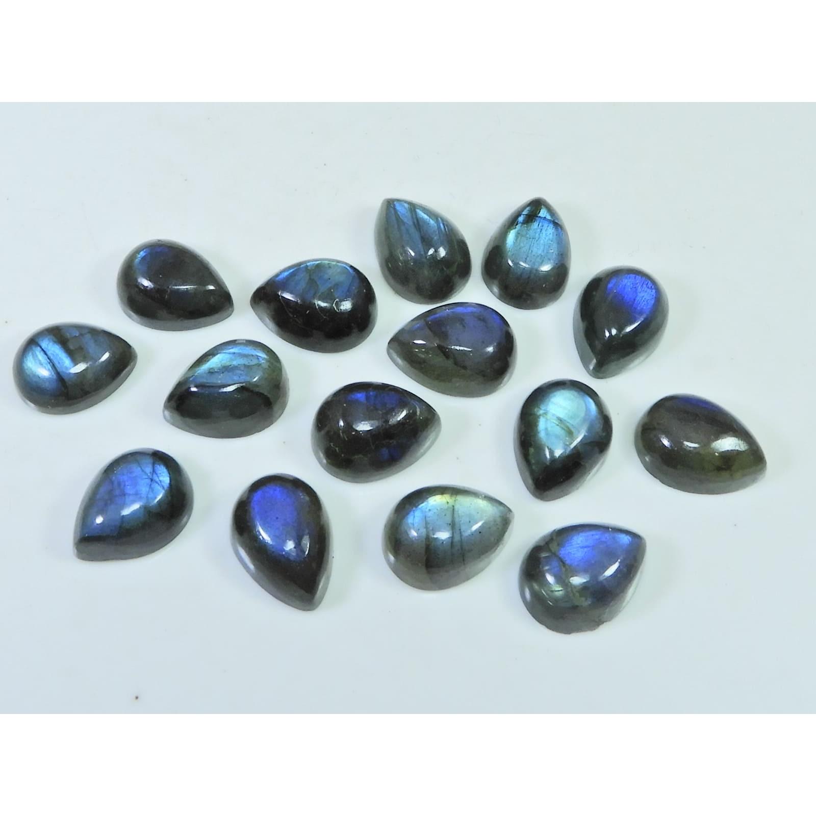 10X13MM Natural Labradorite Blue Fire Pear Cabochon Loose Gemstone 15Pcs Lot C-1111